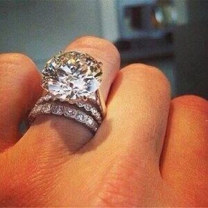 New Womens Large Diamond CZ Engagement Rings 3 Piece